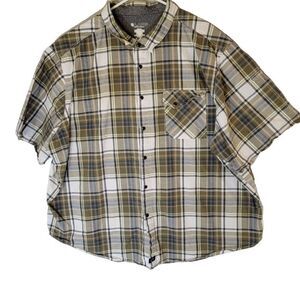 LA Police Gear Terrain Casual Button Up Shirt Mens 3XL Green Plaid Short Sleeve